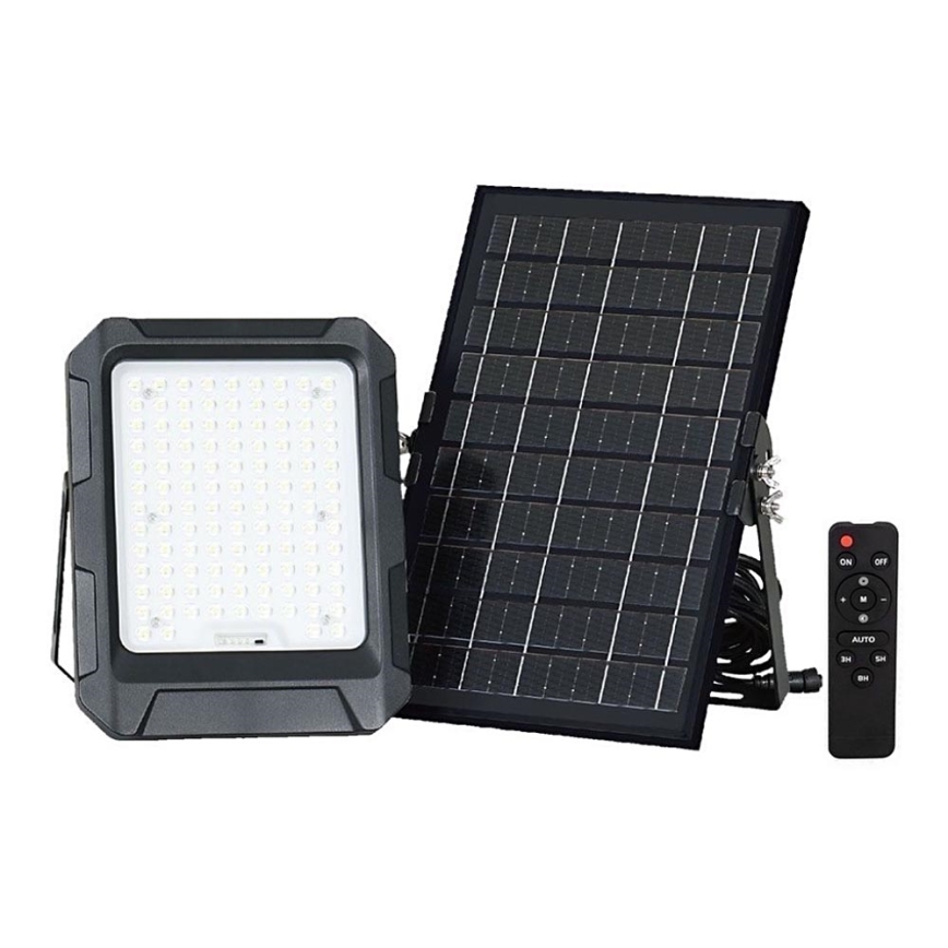 LED Solar strålkastare LED/10W/3,7V IP65 4000K svart + fjärrkontroll