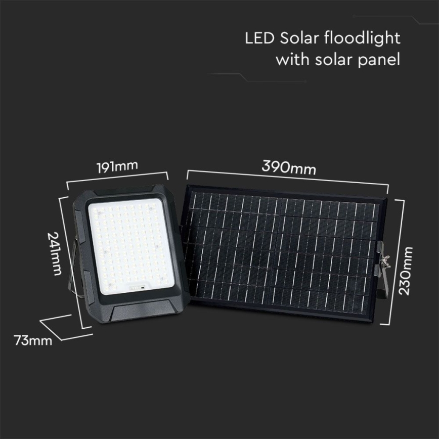 LED Solar strålkastare LED/15W/3,7V IP65 4000K svart + fjärrkontroll