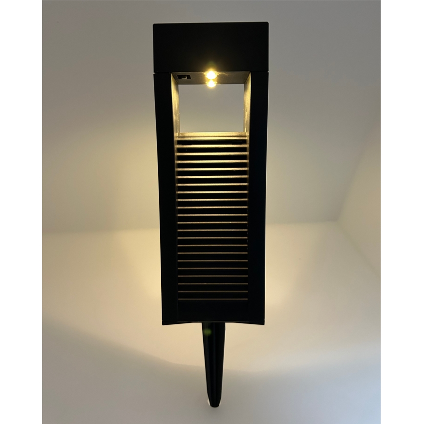 LED-solarlampa 2×LED, 1,2 V, 200 mAh, IP44, svart