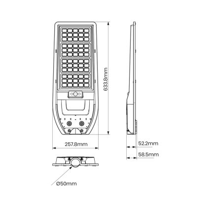 LED Solarlampa för utomhusbruk VIA 150W/15000 mAh 3,2V 6000K IP65 + fjärrkontroll