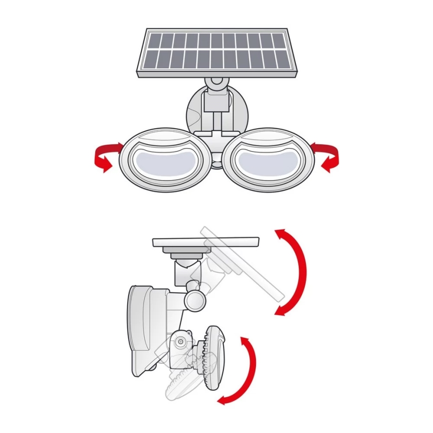 LED Solární reflektor med sensor  2xLED/4W/5V IP65