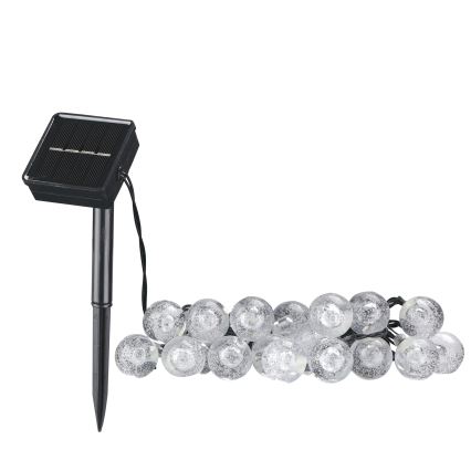 LED Solcell Dekorativ slinga BUBBLE GLASS 20xLED/8 funktioner 4,85 m 600 mAh IP44 varm vit