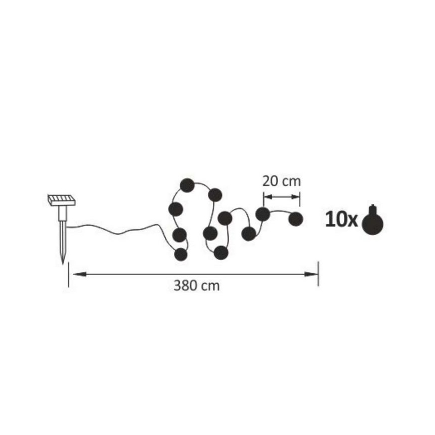 LED Solcell dekorativ slinga LED/1,2V 300 mAh 3,8 m IP44