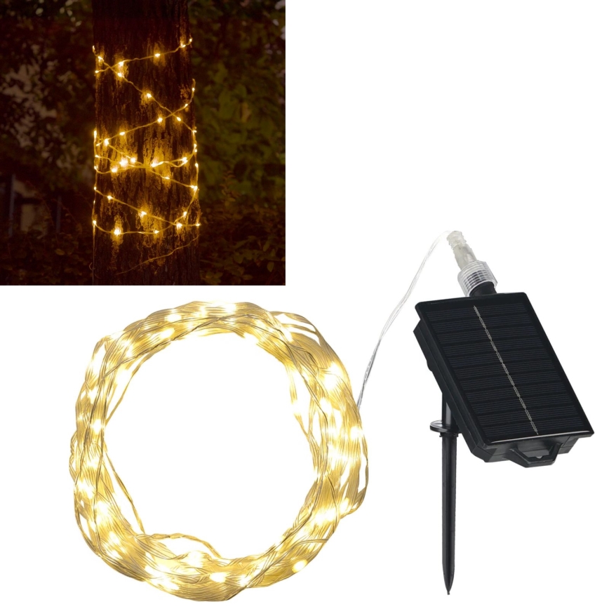 LED Solcell dekorativ slinga LED/3,7V 1800 mAh 10 m IP44 + fjärrkontroll