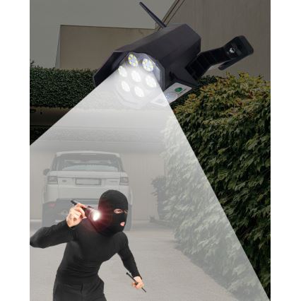 LED Solcell låtsas säkerhetskamera med sensor LED/3,7V IP44 svart + fjärrkontroll