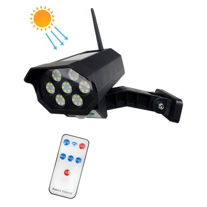 LED Solcell låtsas säkerhetskamera med sensor LED/3,7V IP44 svart + fjärrkontroll