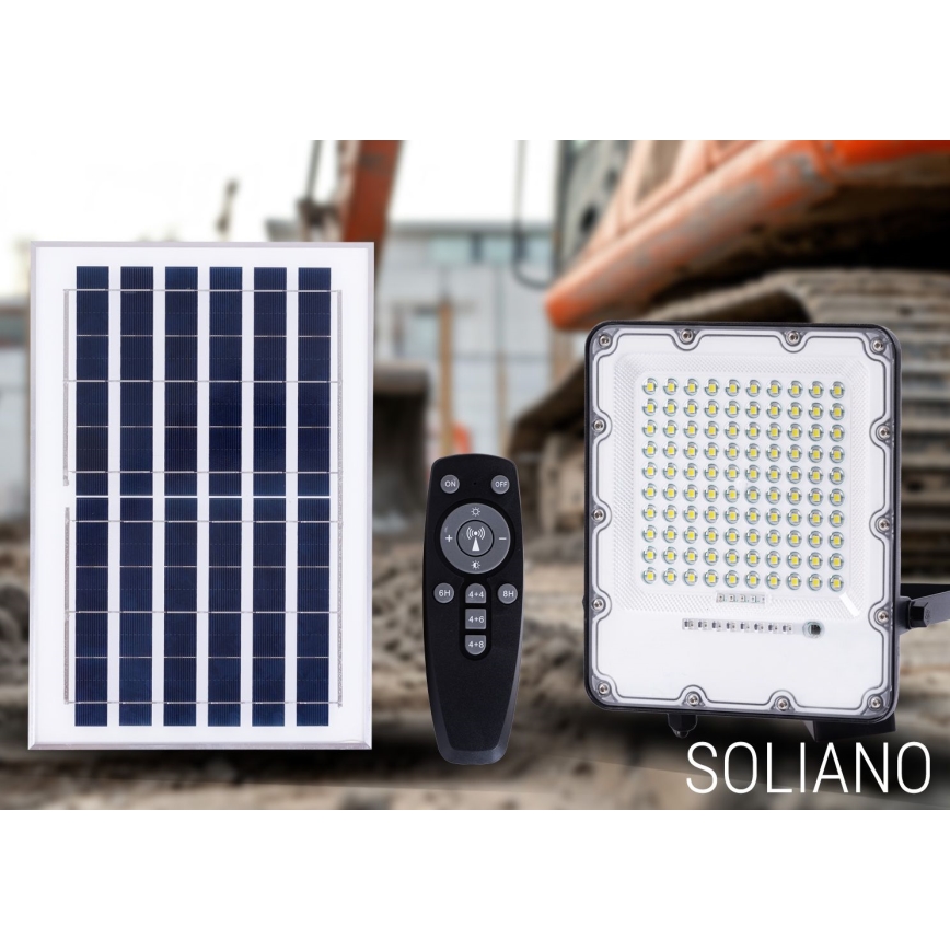 LED Utomhus ljusreglerad solcell strålkastare LED/50W/3,2V 4500K IP65 svart + fjärrkontroll