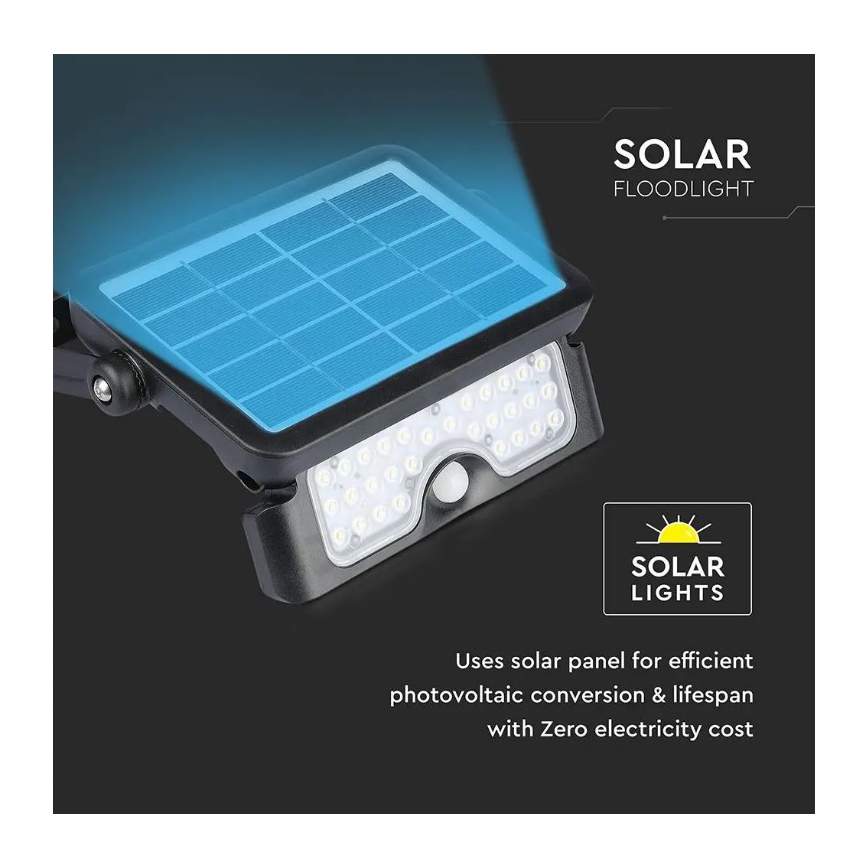 LED solcell strålkastare med sensor LED/5W/3,7V IP65 4000K