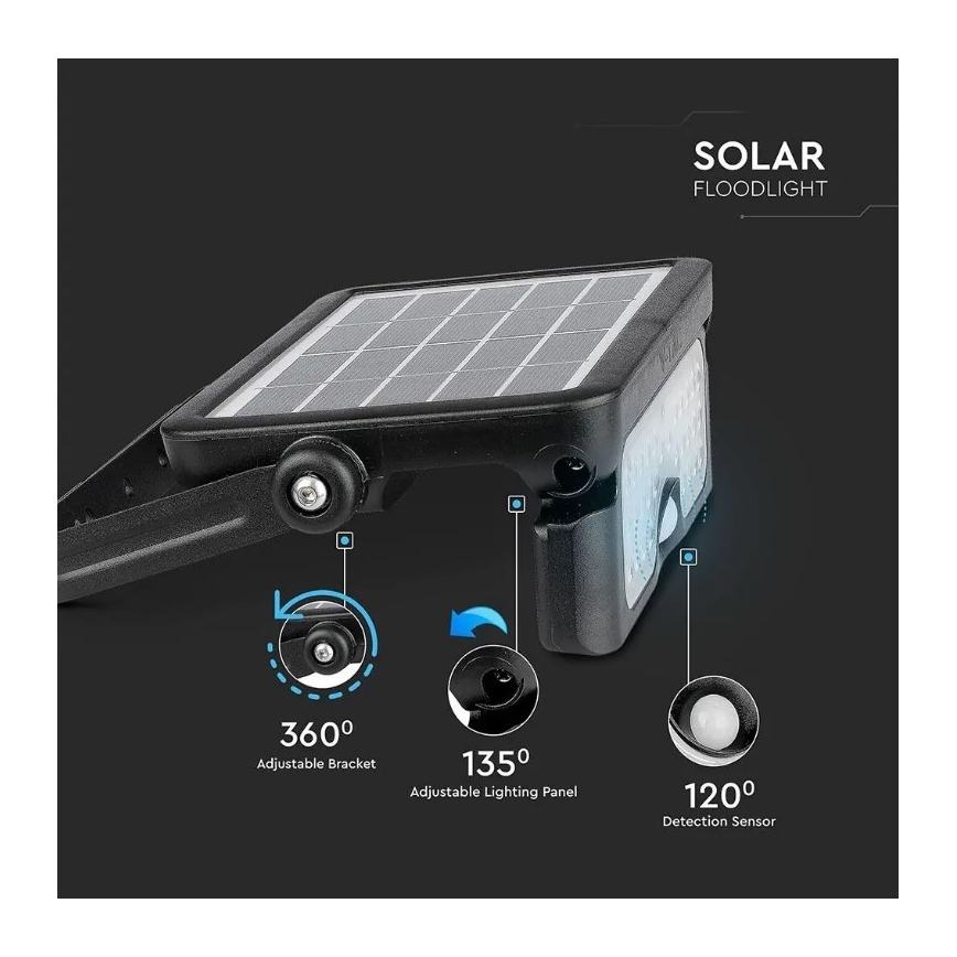LED solcell strålkastare med sensor LED/5W/3,7V IP65 4000K
