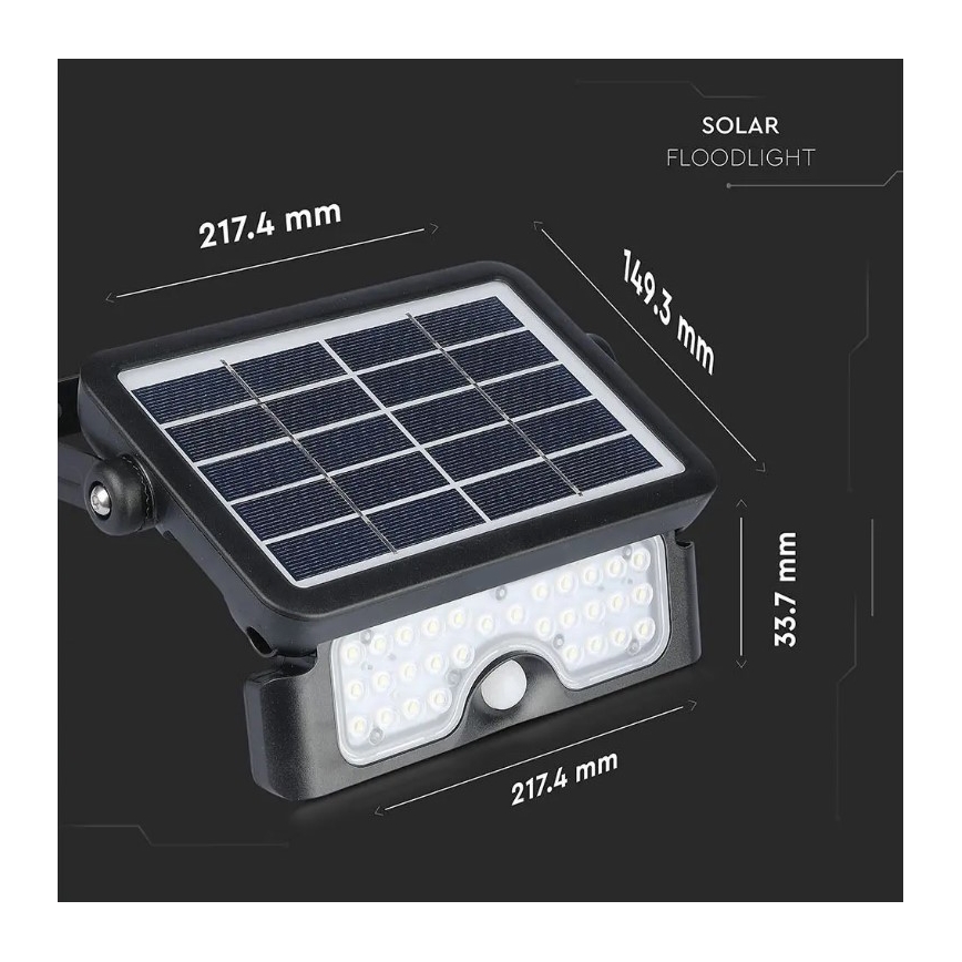 LED solcell strålkastare med sensor LED/5W/3,7V IP65 4000K