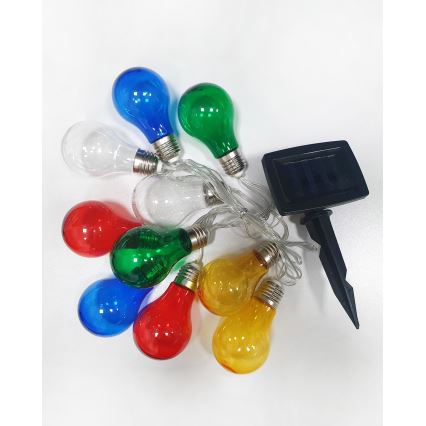 LED Solcell utomhus kedja 10xLED/1,2V 300 mAh 2,2 m IP44 Flerfärgad