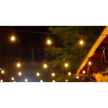 LED Ljusreglerad solcell utomhus kedja PARTY 10xE27/3,7V 10 m IP44 + fjärrkontroll
