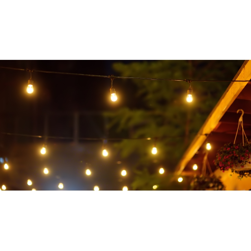 LED Ljusreglerad solcell utomhus kedja PARTY 10xE27/3,7V 10 m IP44 + fjärrkontroll