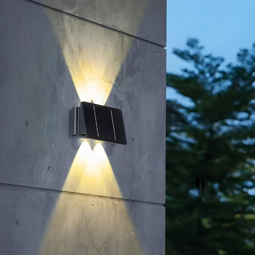 LED solcell väggbelysning 4xLED/1,5W/3,7V 1500 mAh IP54 svart