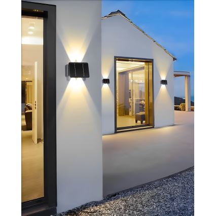 LED solcell väggbelysning 4xLED/1,5W/3,7V 1500 mAh IP54 svart
