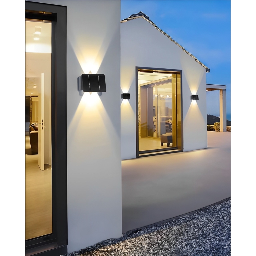 LED solcell väggbelysning 4xLED/1,5W/3,7V IP54 svart