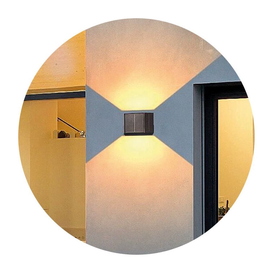 LED solcell väggbelysning CUBUS 2xLED/1,5W/3,7V IP54