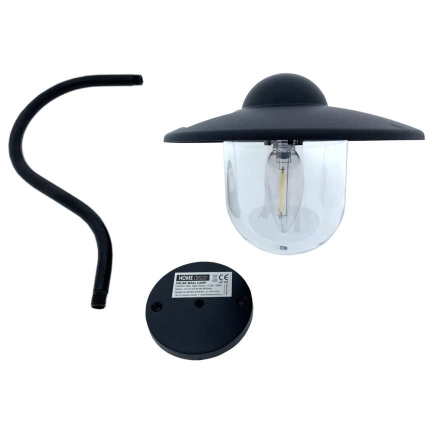 LED solcell väggbelysning LED/0,5W/1,2V IP44 svart