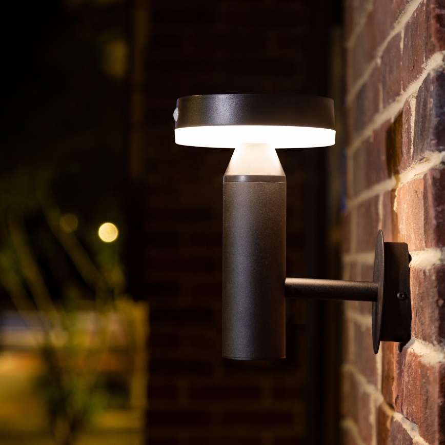 LED solcell väggbelysning med sensor GWINEA LED/4,5W/3,7V IP44 svart