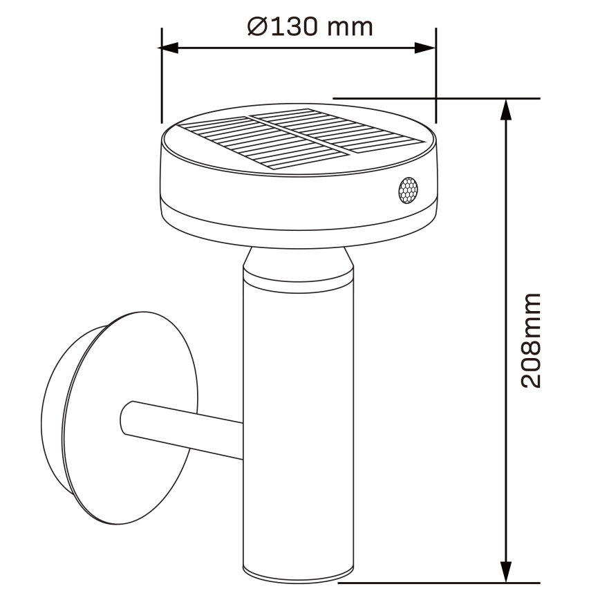 LED solcell väggbelysning med sensor GWINEA LED/4,5W/3,7V IP44 svart
