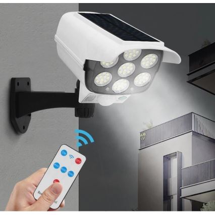 LED Solcell låtsas säkerhetskamera med sensor KAMERA LED/1W/3,7V 1200 mAh IP44 + fjärrkontroll