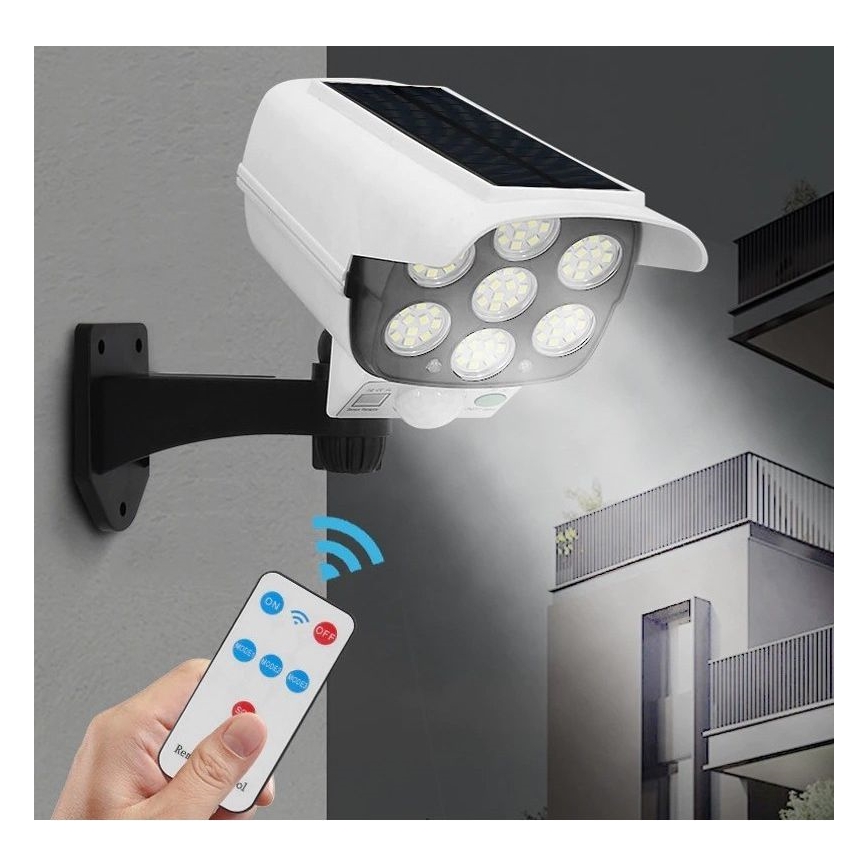 LED Solcell låtsas säkerhetskamera med sensor KAMERA LED/1W/3,7V 1200 mAh IP44 + fjärrkontroll