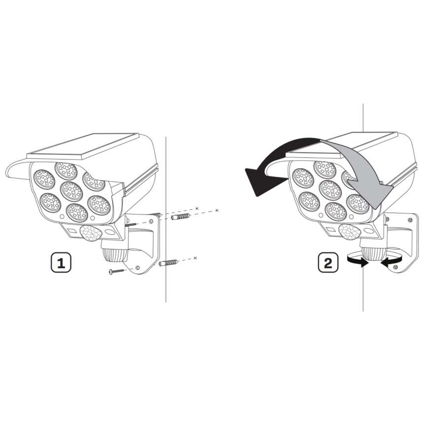 LED Solcell låtsas säkerhetskamera med sensor KAMERA LED/1W/3,7V 1200 mAh IP44 + fjärrkontroll