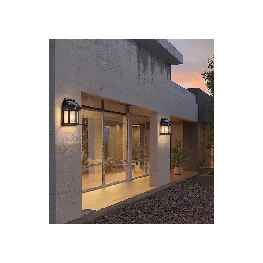 LED solcell väggbelysning med sensor LANTER LED/1W/3,7V IP44 svart