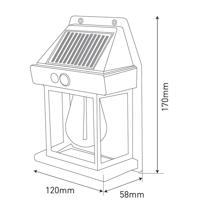 LED solcell väggbelysning med sensor LANTER LED/1W/3,7V IP44 vit