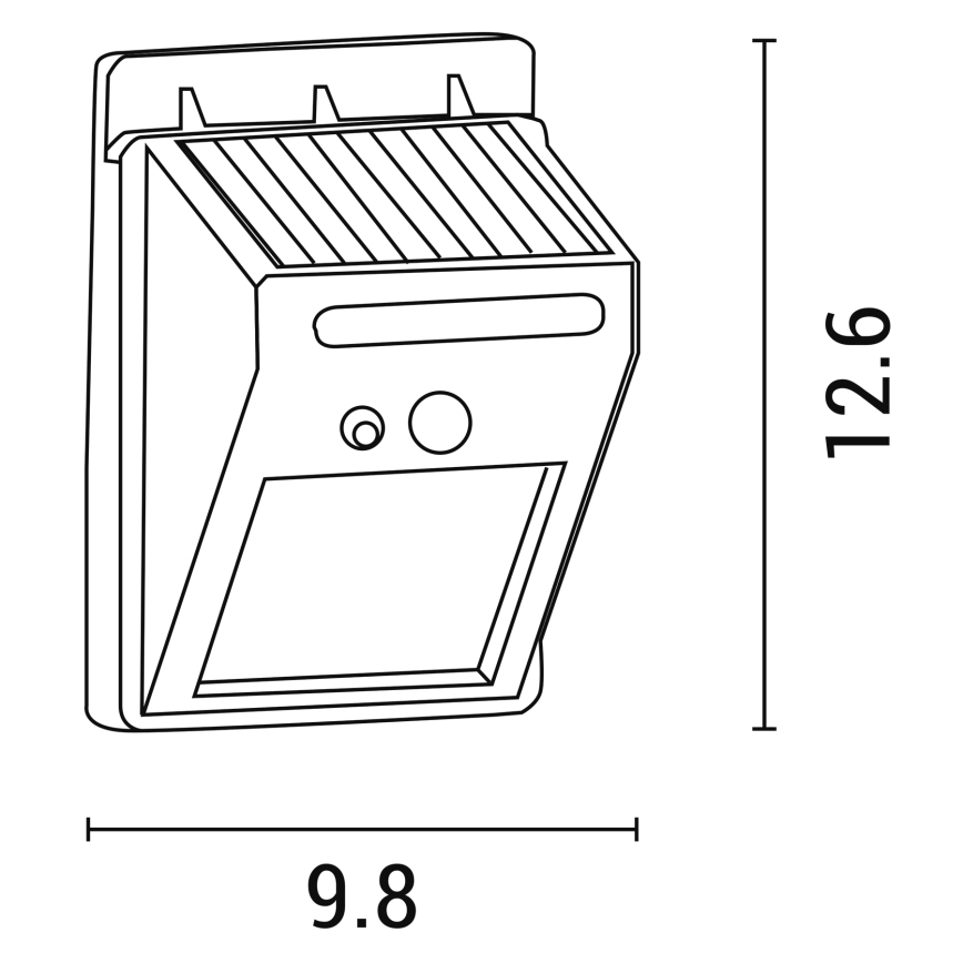 LED solcell väggbelysning med sensor LED/0,55W/3,7V 1200mAh 6500K IP65