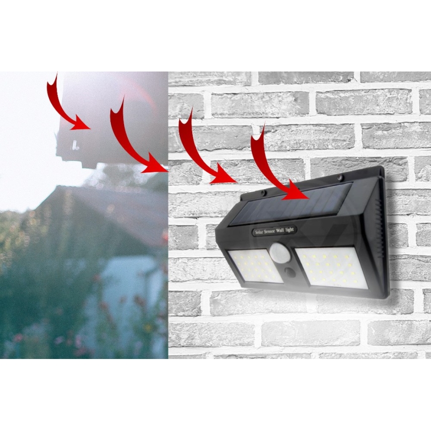 LED solcell väggbelysning med sensor LED/1,2W/3,7V 2400 mAh IP54