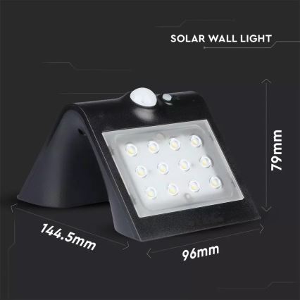 LED solcell väggbelysning med sensor LED/1.5W/3,7V IP65 1200 mAh