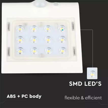 LED solcell väggbelysning med sensor LED/1.5W/3,7V IP65 1200 mAh