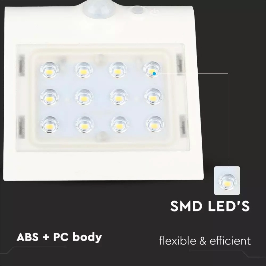 LED solcell väggbelysning med sensor LED/1.5W/3,7V IP65 1200 mAh