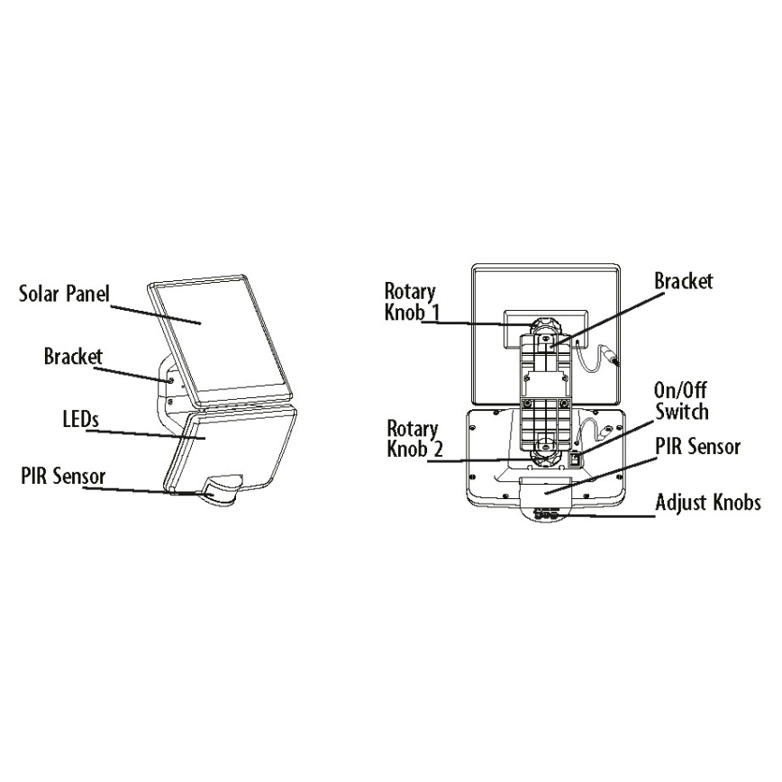 LED solcell väggbelysning med sensor LED/12W/3,7V 4000 mAh IP54