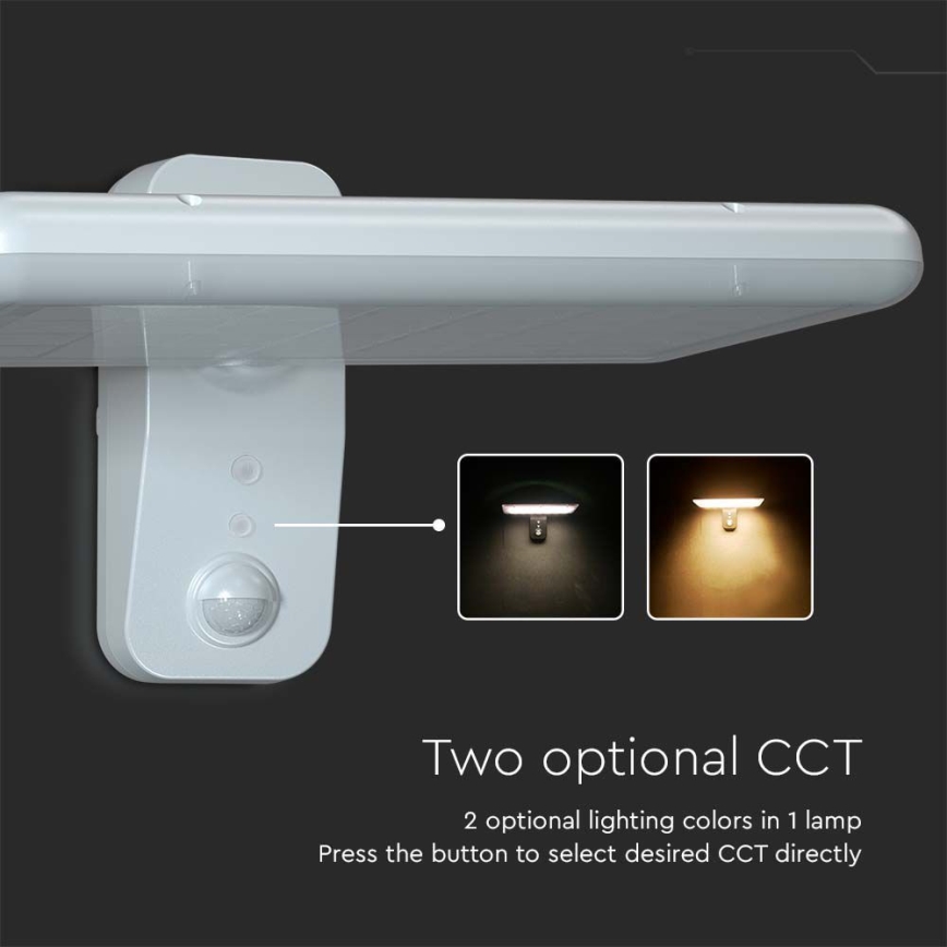 LED solcell väggbelysning med sensor LED/15W/3,2V 4000K/6000K IP65 6000 mAh vit