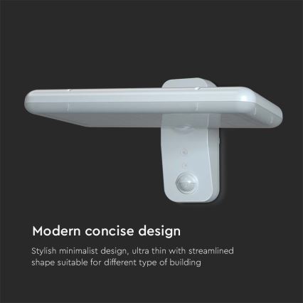 LED solcell väggbelysning med sensor LED/15W/3,2V 4000K/6000K IP65 6000 mAh vit