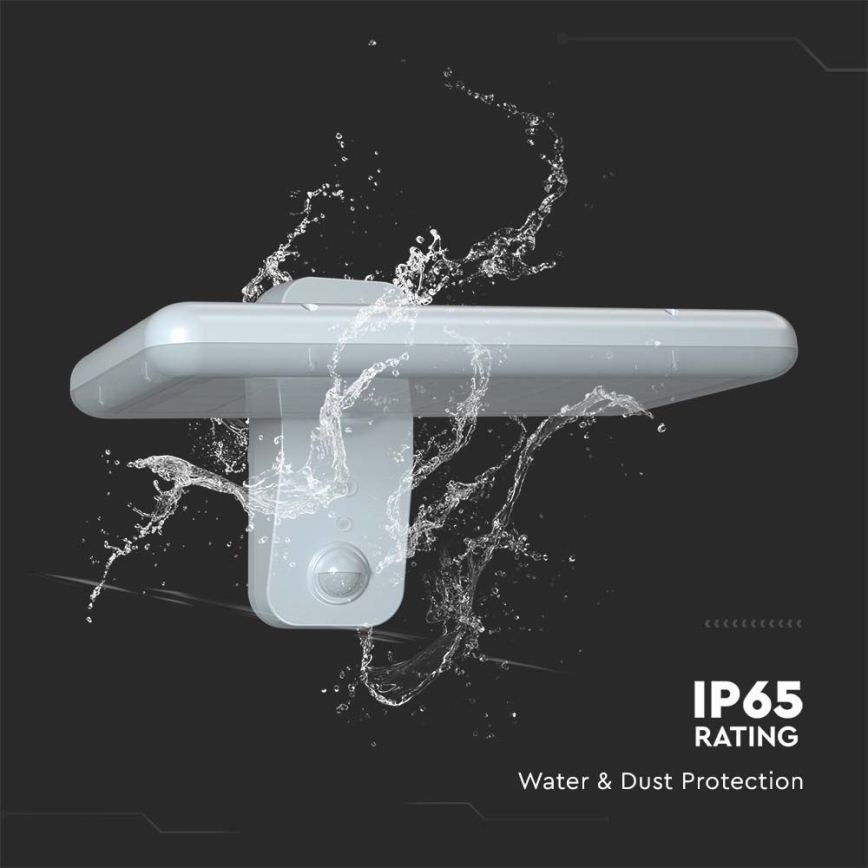 LED solcell väggbelysning med sensor LED/15W/3,2V 4000K/6000K IP65 6000 mAh vit