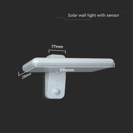 LED solcell väggbelysning med sensor LED/15W/3,2V 4000K/6000K IP65 6000 mAh vit