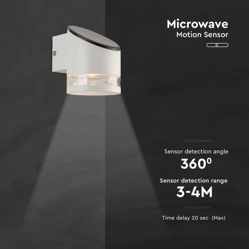 LED solcell väggbelysning med sensor LED/1W/3,7V IP54 3000K vit
