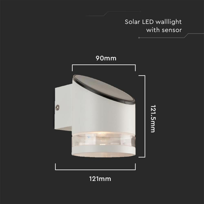 LED solcell väggbelysning med sensor LED/1W/3,7V IP54 3000K vit