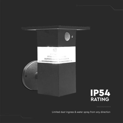 LED solcell väggbelysning med sensor LED/2,5W/3,7V IP54 3000K