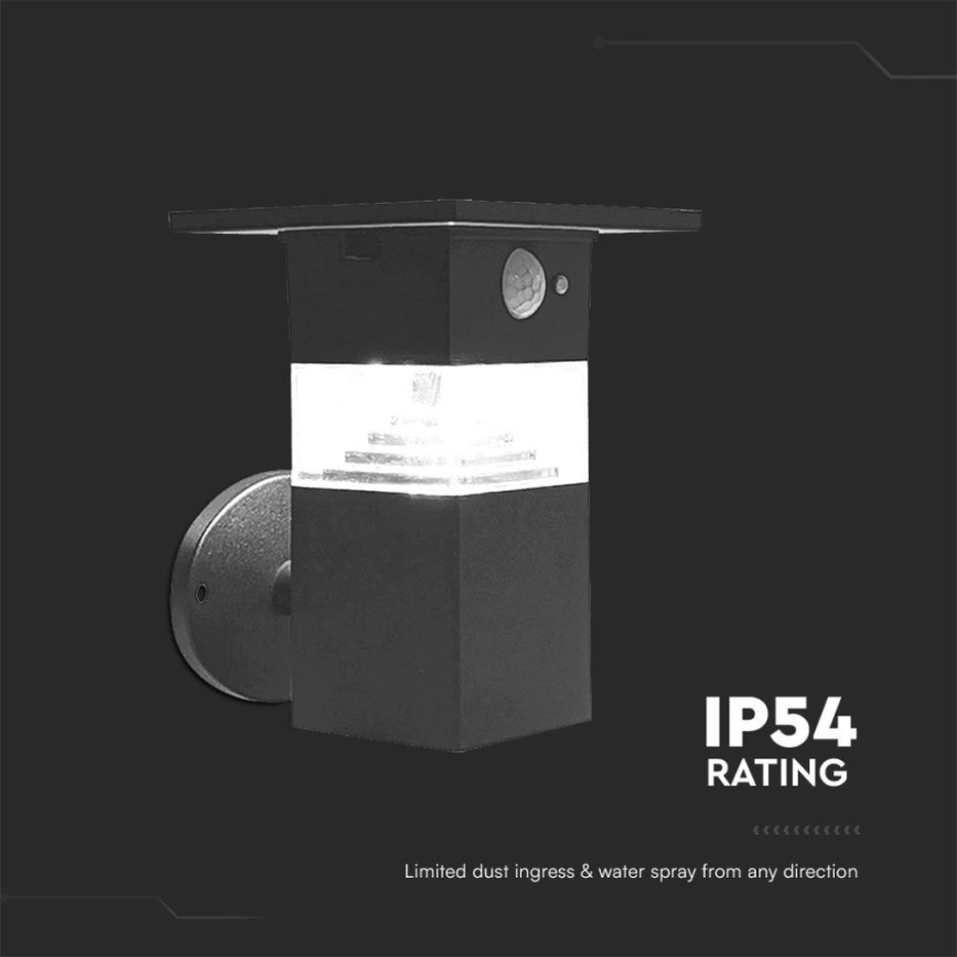 LED solcell väggbelysning med sensor LED/2,5W/3,7V IP54 3000K