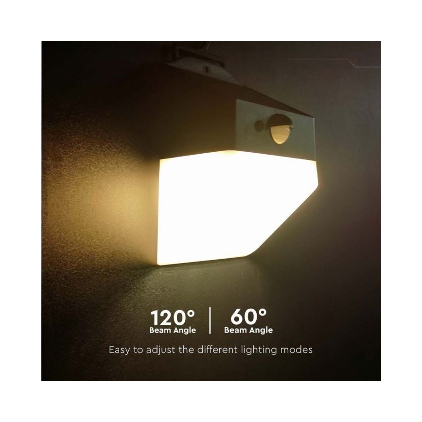 LED solcell väggbelysning med sensor LED/2W/3,7V 4000K IP65 1200 mAh