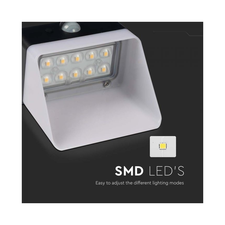 LED solcell väggbelysning med sensor LED/2W/3,7V 4000K IP65
