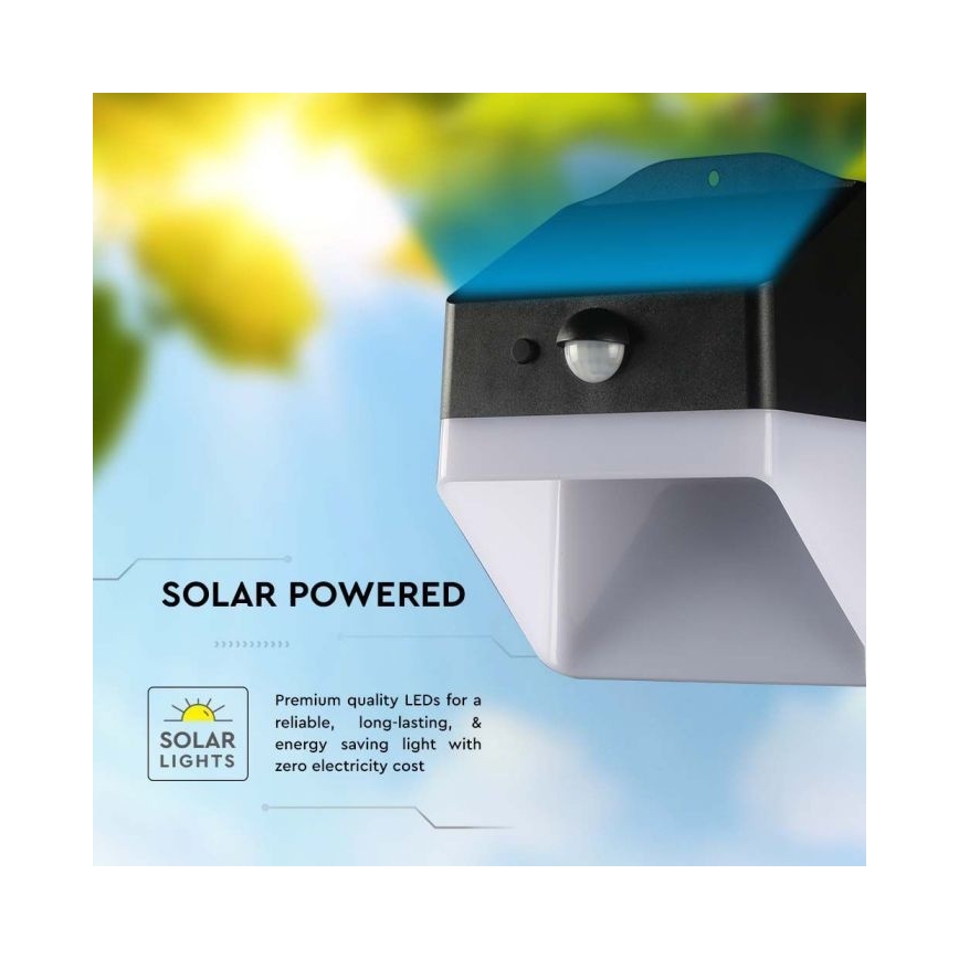 LED solcell väggbelysning med sensor LED/2W/3,7V 4000K IP65