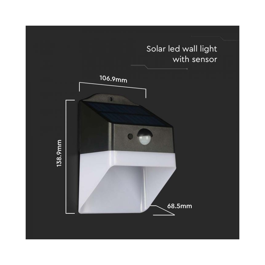 LED solcell väggbelysning med sensor LED/2W/3,7V 4000K IP65