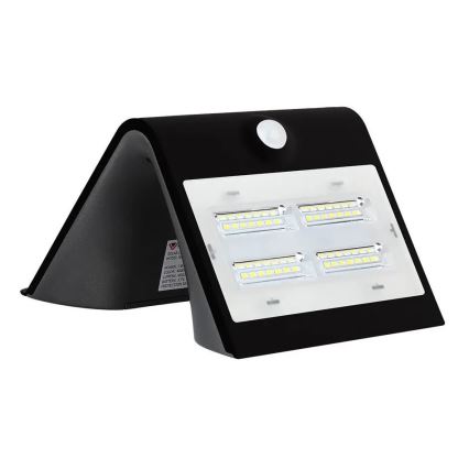 LED Solcell väggbelysning med sensor  LED/3W/3,7V 3000/4000K IP65 svart