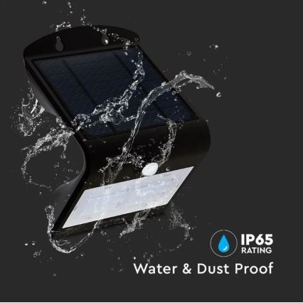 LED Solcell väggbelysning med sensor  LED/3W/3,7V 3000/4000K IP65 svart