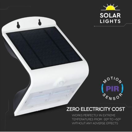 LED solcell väggbelysning med sensor LED/3W/3,7V 3000/4000K IP65 2000 mAh vit